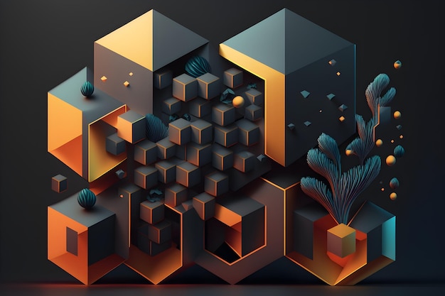 geometric shapes background 3d render