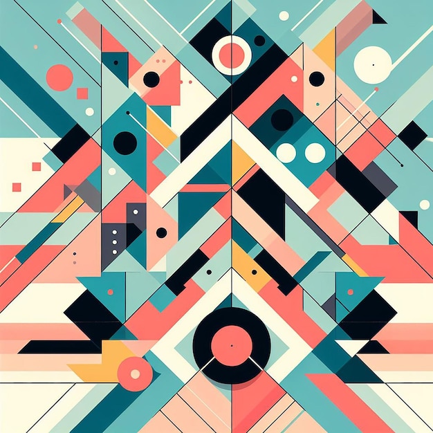 Geometric Shapes Background with Overlapping Symmetrical Asymmetrical Mix of Bold and Pastel Colors