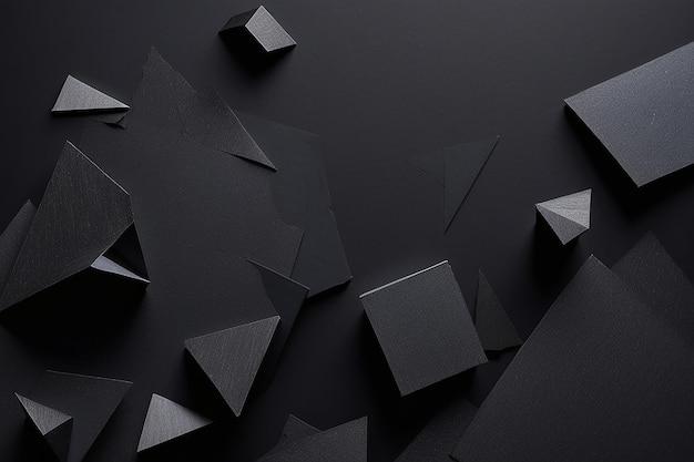 Geometric shapes of black paper composition abstract