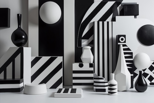 Geometric shapes black and white striped patterns various forms