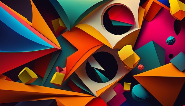 Geometric shapes. Bold and bright colors. AI Generative.