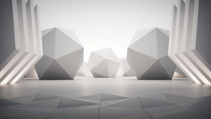 Photo geometric shapes on gray concrete floor.