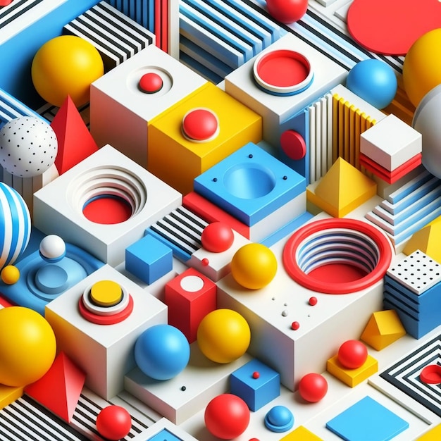 Geometric shapes illustration 3d