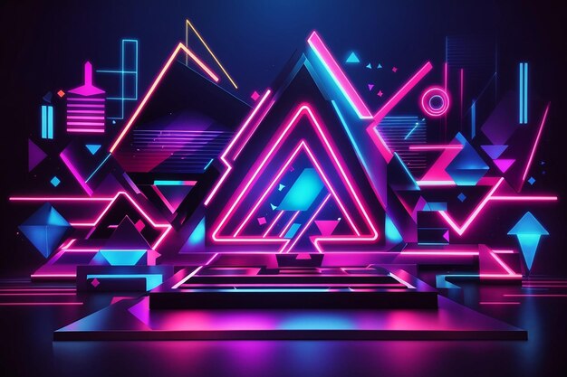 Geometric shapes neon lights background