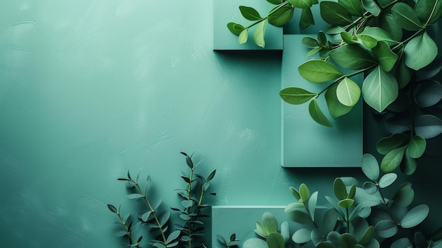 Geometric shapes in soothing shades of green promoting ecofriendly beauty