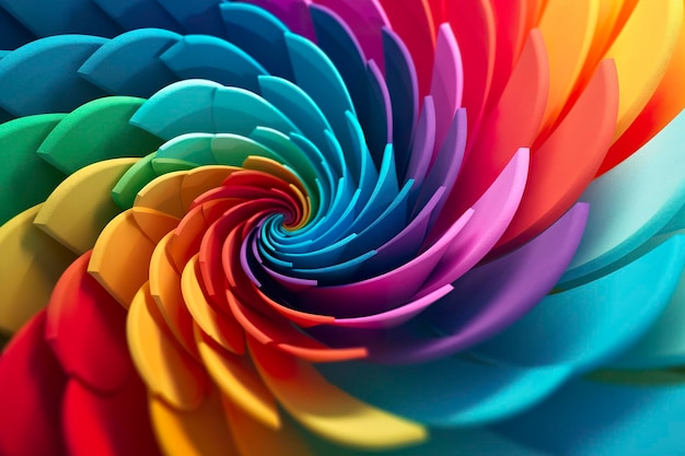 Геометрический спиральный рисунок в ярких и энергичных цветах Профессиональный эксперимент по оценке цвета