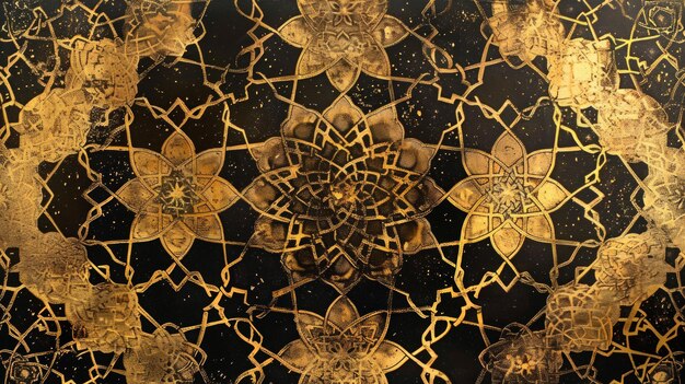 Geometric symphony of luxurious gold and deep black Radiant elegance