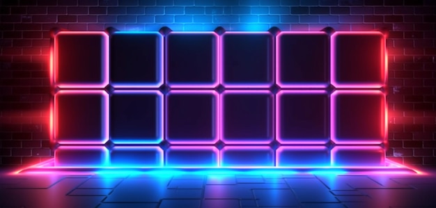 Geometric technology background with neon light line effect