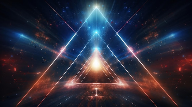 Geometric triangle figure neon laser light hyperspeed background wallpaper