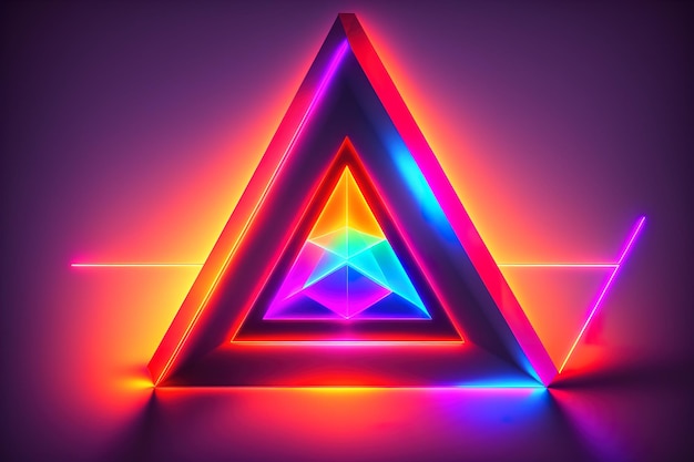 Geometric triangular figure in a neon laser light