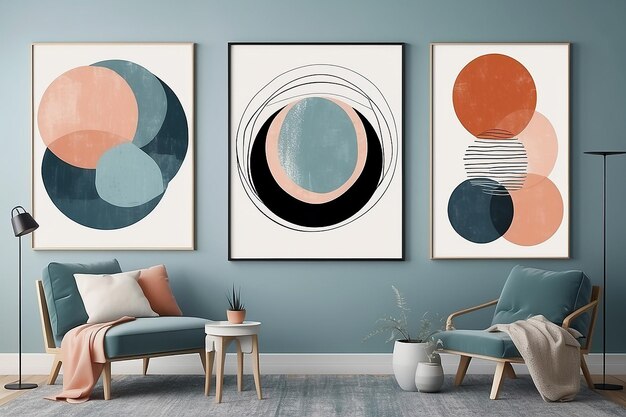 Photo geometric trio minimalist art paintings for diverse wall decor