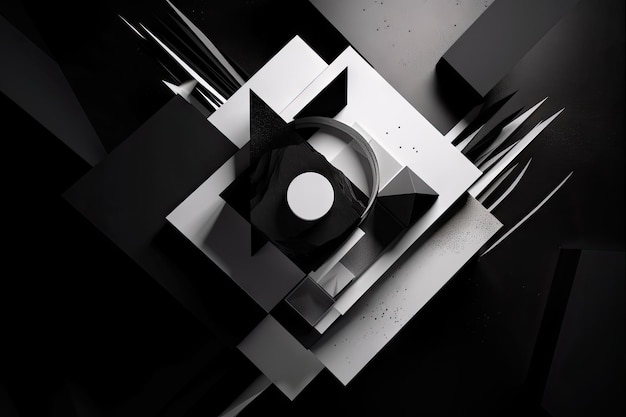 Geometric typography on a black and white background created with generative ai