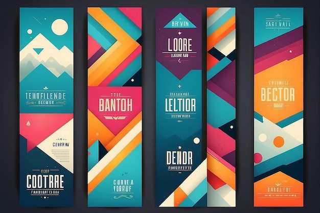 Geometric Vector Banners RetroColored Set