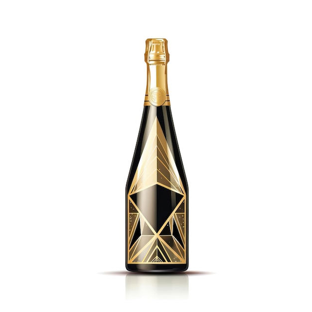 Geometric Vector Champagne On White Background