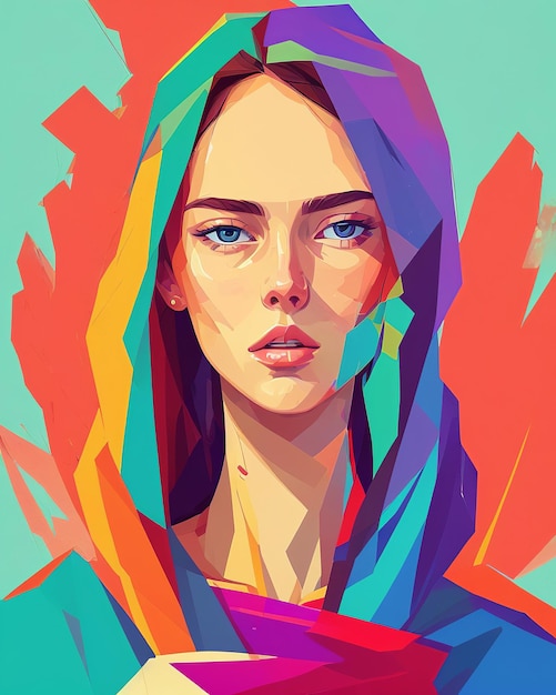 Geometric and Vibrant A Digital Art Portrait