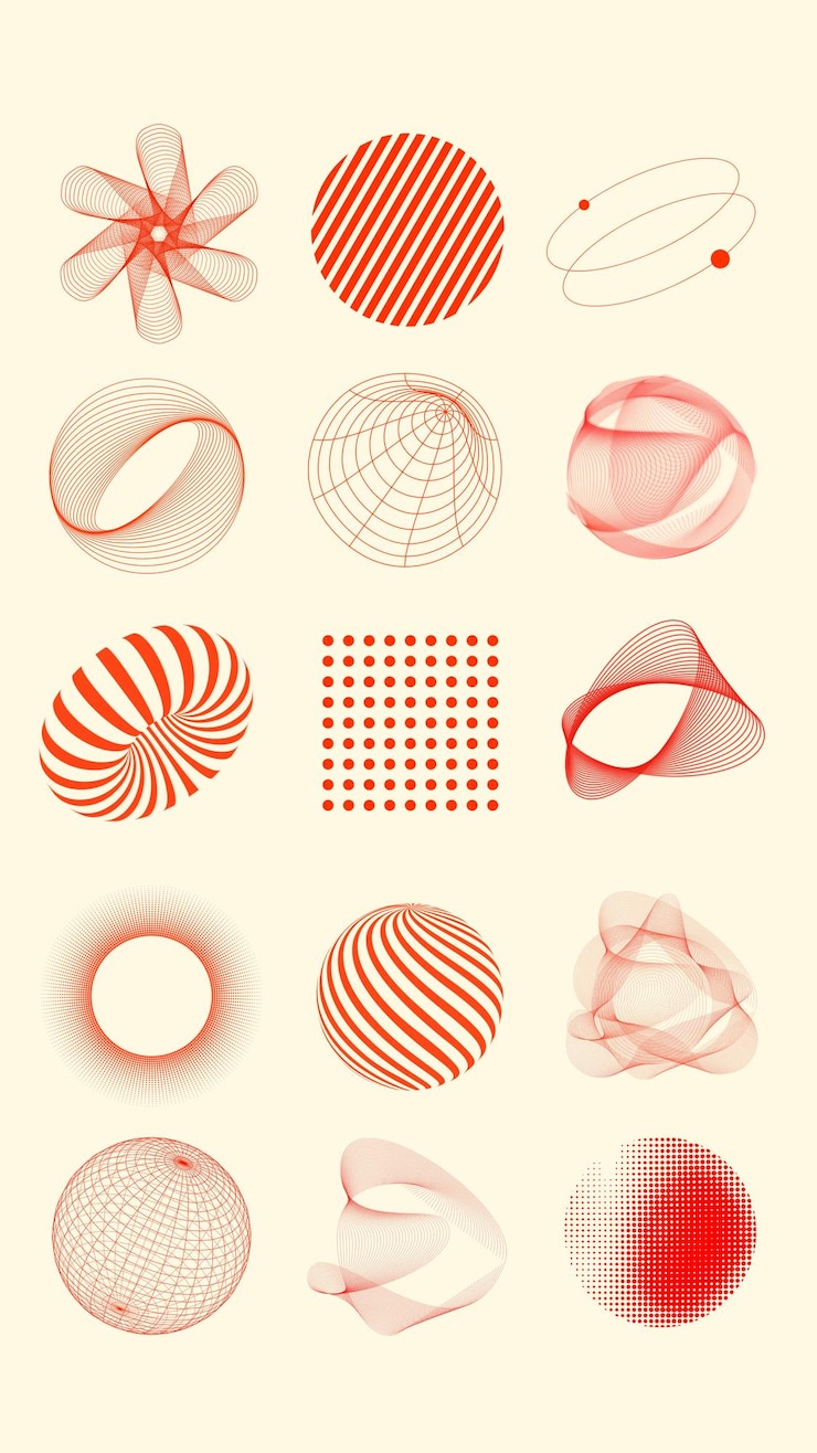 Photo geometric wavy line shape element set