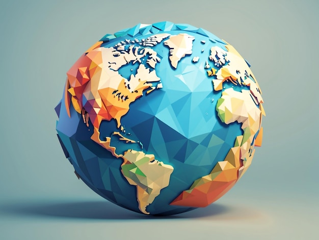 Geometric World LowPoly Earth Illustration Polygonal Global Artistry