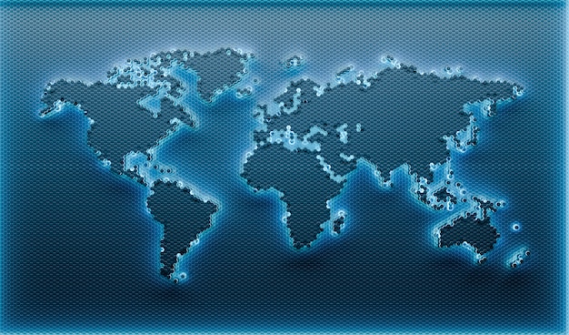 Photo geometric world map background. 3d illustration