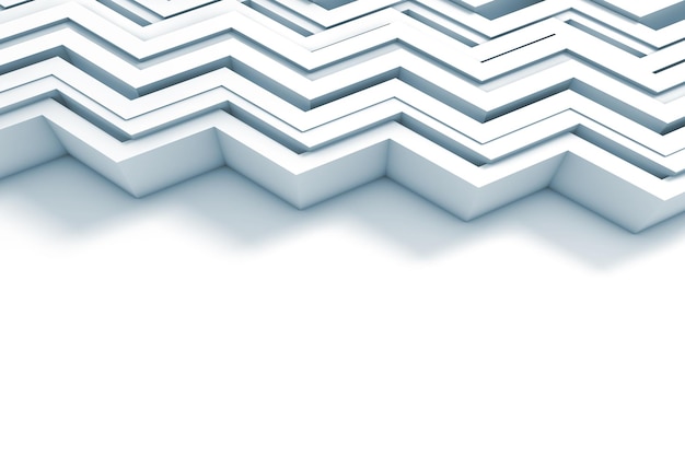 Geometric zig zag pattern background 3D rendering