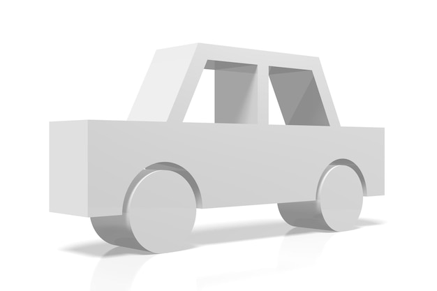 Foto forma geometrica dell'auto su sfondo bianco illustrazione 3d