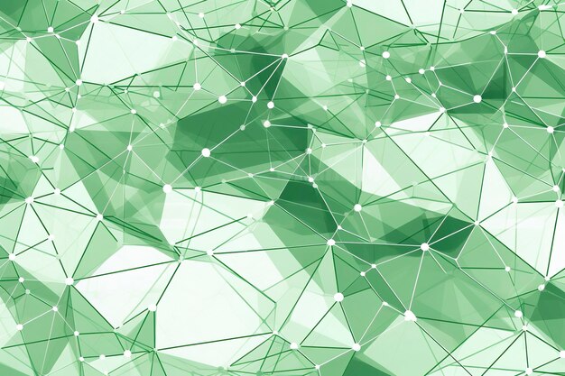 Geometrical network background green on white background AI Generative