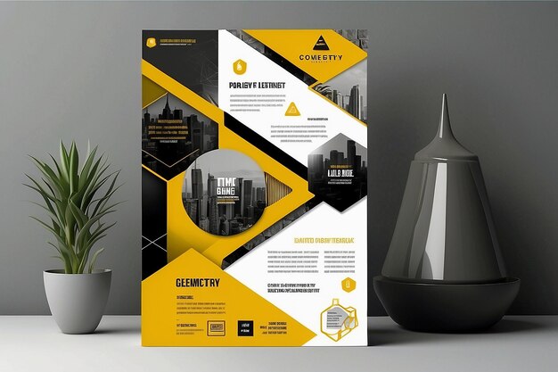 Geometrie gele brochure flyer ontwerp sjabloon vector ontwerp Layout sjabloon in A4 grootte