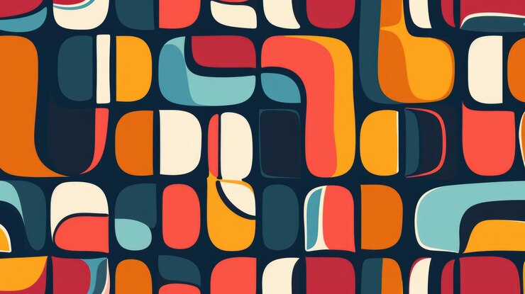 Geometrisch abstract naadloos patroon met kleurrijke afgeronde tegels eindeloze ornamenten textuur