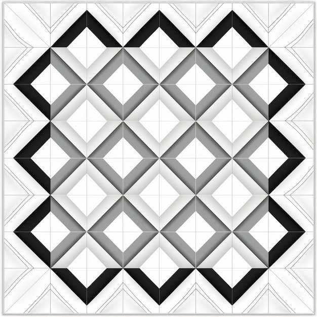 Geometrisch ontwerp Quilt Renaissance geïnspireerd Draftsman stijl in zwart en wit