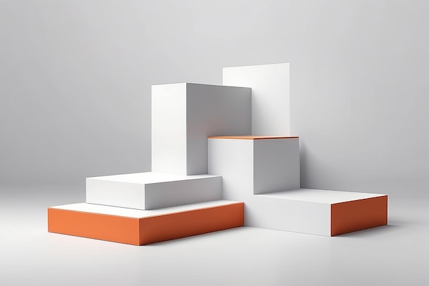 Foto geometrisch productdisplayconcept drie-staps rechthoekige podium op witte achtergrond vectorillustratie