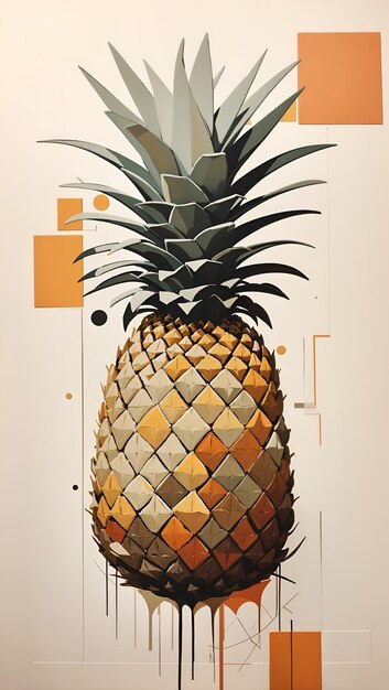 Foto geometrische ananas abstracte schilderkunst kleurrijke illustratie postkaart kunstwerk flyer kaart muurkunst