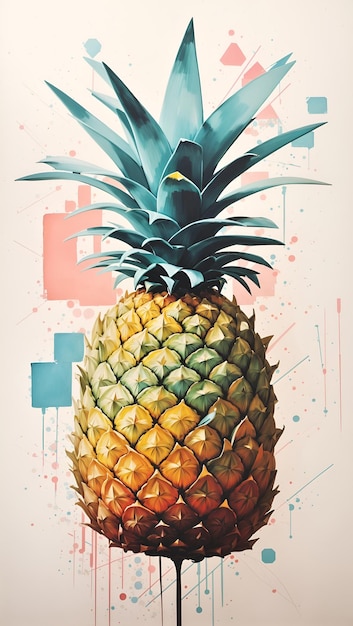Foto geometrische ananas abstracte schilderkunst kleurrijke illustratie postkaart kunstwerk flyer kaart muurkunst