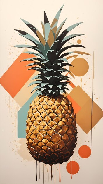 Foto geometrische ananas abstracte schilderkunst kleurrijke illustratie postkaart kunstwerk flyer kaart muurkunst