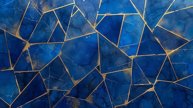 geometrische blauwe en gouden achtergrond gegenereerd door ai