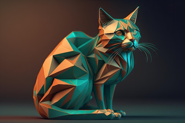 Geometrische kat oranje wintertaling realistische High Detail Anamorph