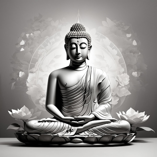 Foto geometrische kleurloze gautama boeddha vector afbeelding