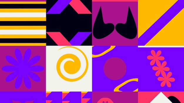 Geometrische ontwerp achtergrond koele abstracte vorm composities met paarse zwarte en oranje kleur