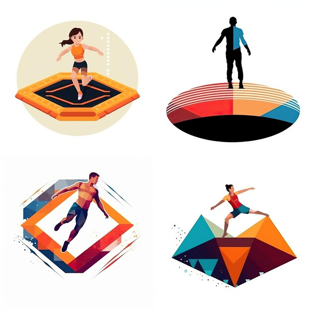 Geometrische Vector Trampolinist op witte achtergrond