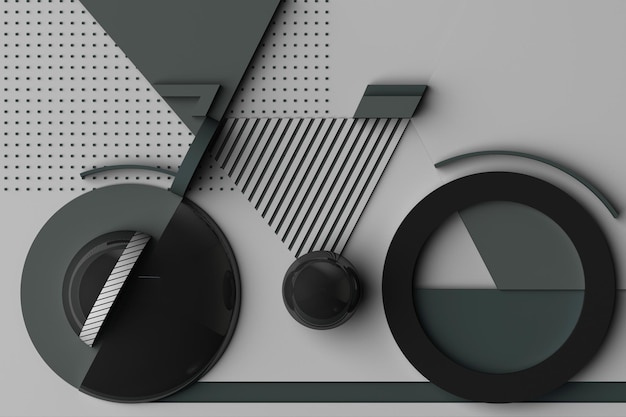 Geometrische vorm van Bike Sport Concept in grijze kleurtoon 3d Rendering