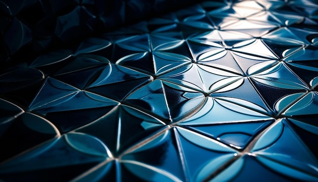 Geometrische vormen in metallic blauw futuristisch ontwerp gegenereerd door AI