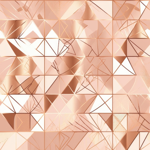 Geometrische vormen naadloze patroon illustratie zachte kleur en roségouden details Generatieve AI