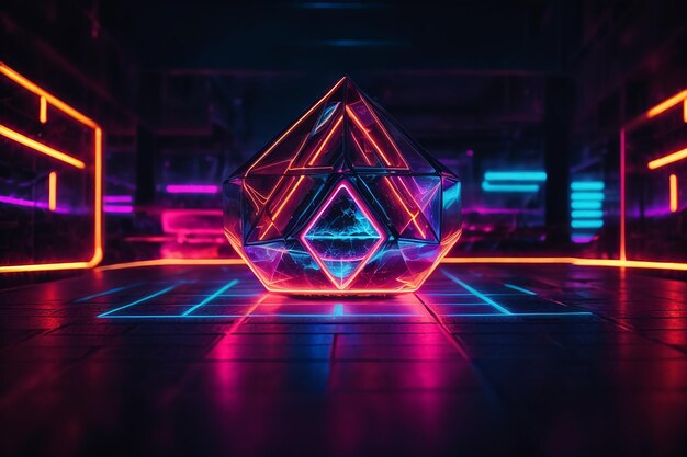 Geometrische vormen neonlichten achtergrond