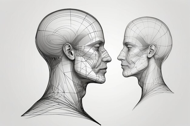 Geometry of Soul series Graphic composition of profile lines of human head to serve as complimentary design for subject of education