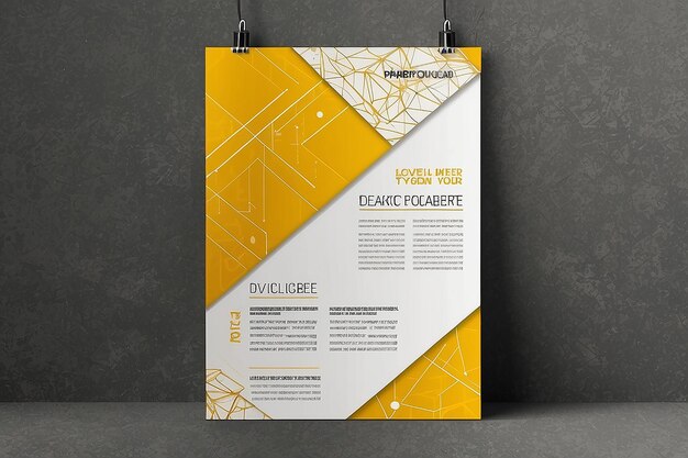 Photo geometry yellow brochure flyer design template vector design layout template in a4 size