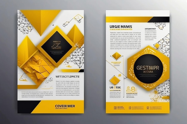 Photo geometry yellow brochure flyer design template vector design layout template in a4 size