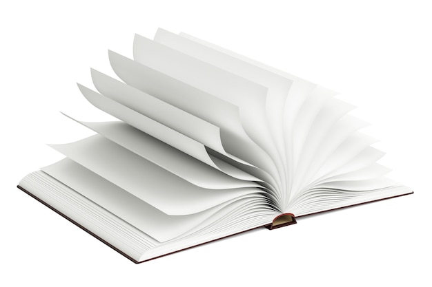 Geopend blanco boek met hangslot 3D-rendering