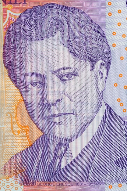 George Enescu a portrait from Romanian leu