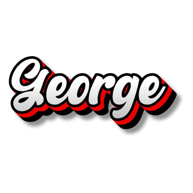 George Text 3D zilver rood zwart wit achtergrondfoto JPG