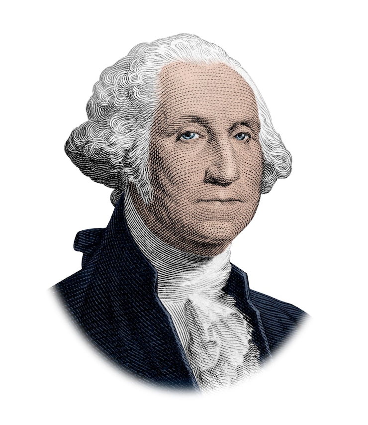 Photo a george washington's portrait isolated on white background