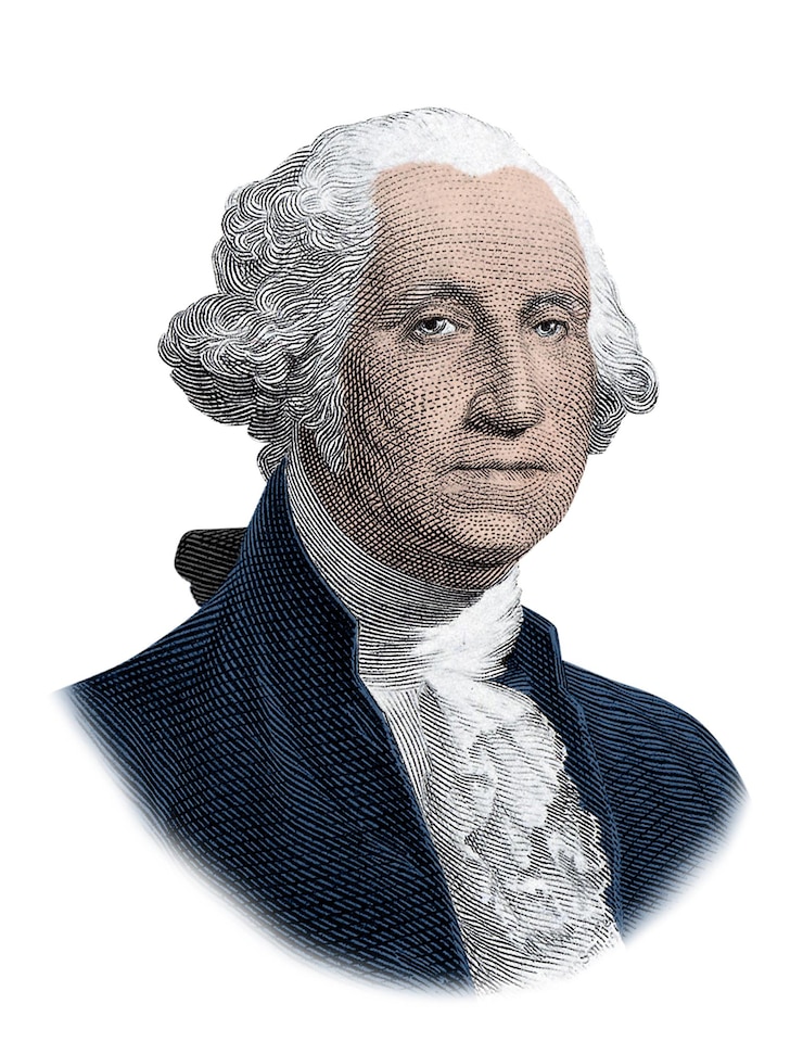 Photo george washington's portrait isolated on white background