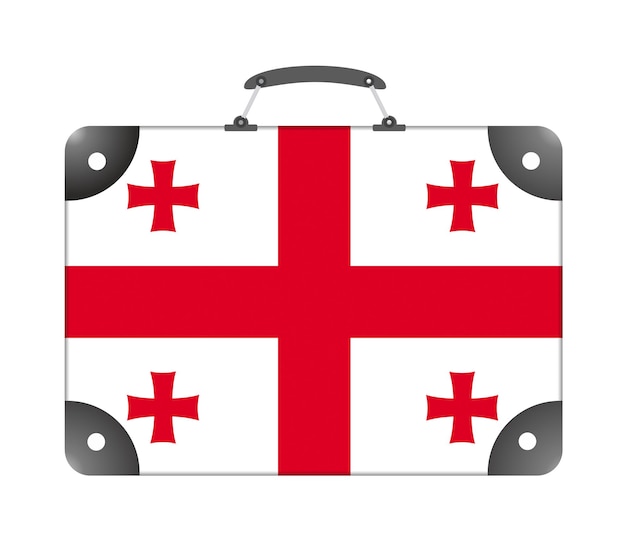 白い背景の上の旅行スーツケースの形でジョージア州の旗-イラスト
